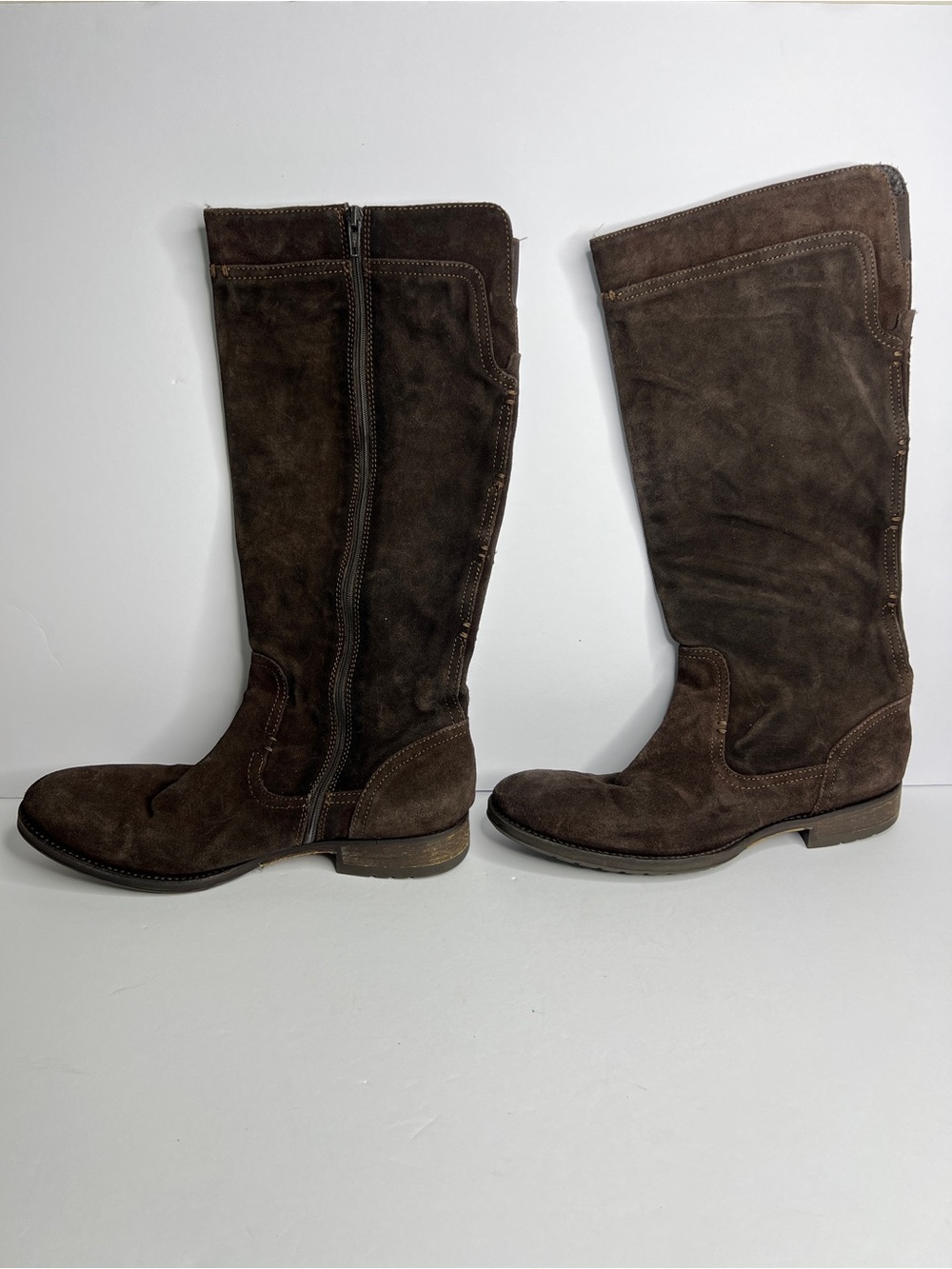 Vera Wang Lavender Brown Suede Riding Boots Made In Italy Vero Cuoio 10.5 / 41